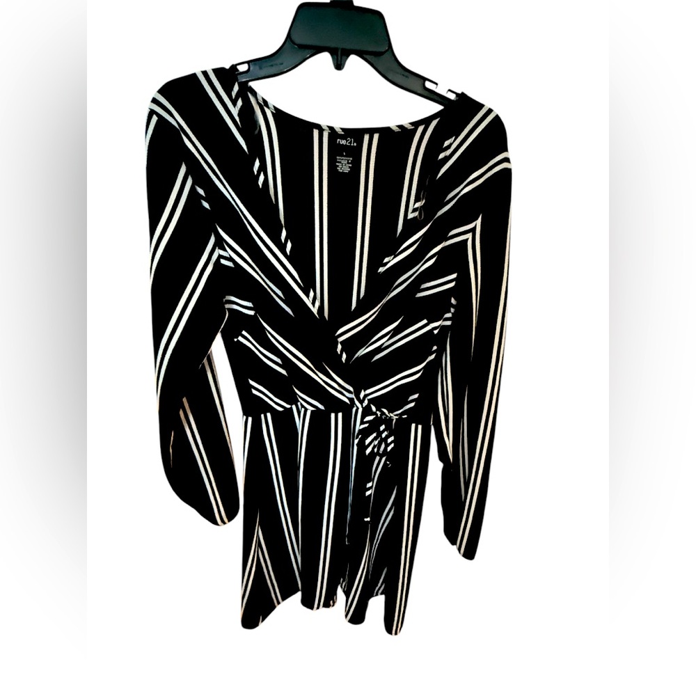 Black and White Striped Women's Top